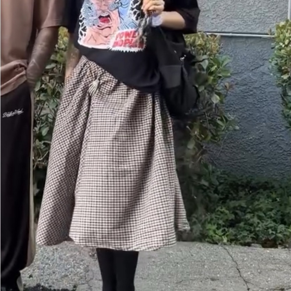 Retrolicious Black and White Gingham A-Line Skirt